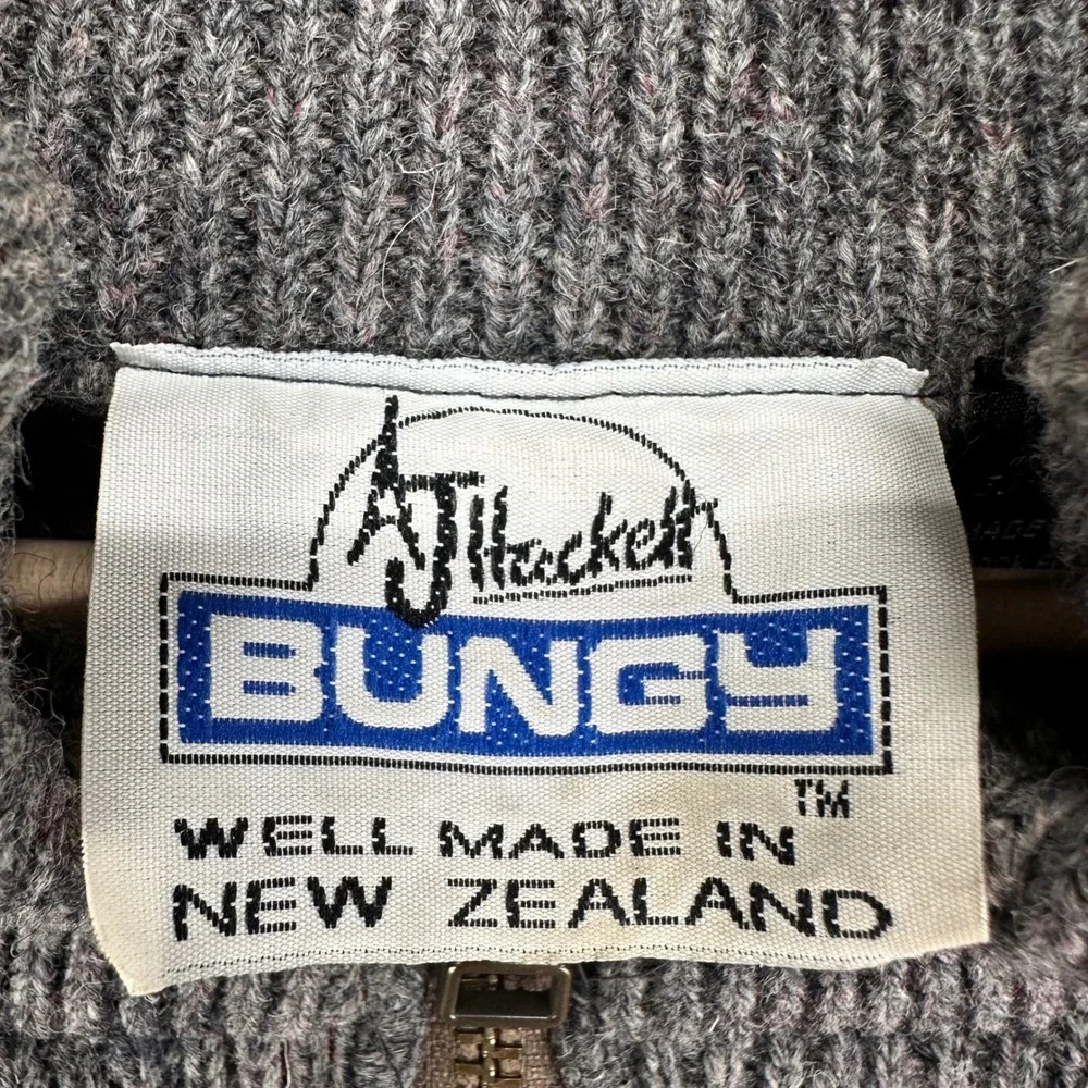 VTG AJ Hackett‎ Bungy Wool Sweater Mens M Gray Quarter Zip Made in New Zealand